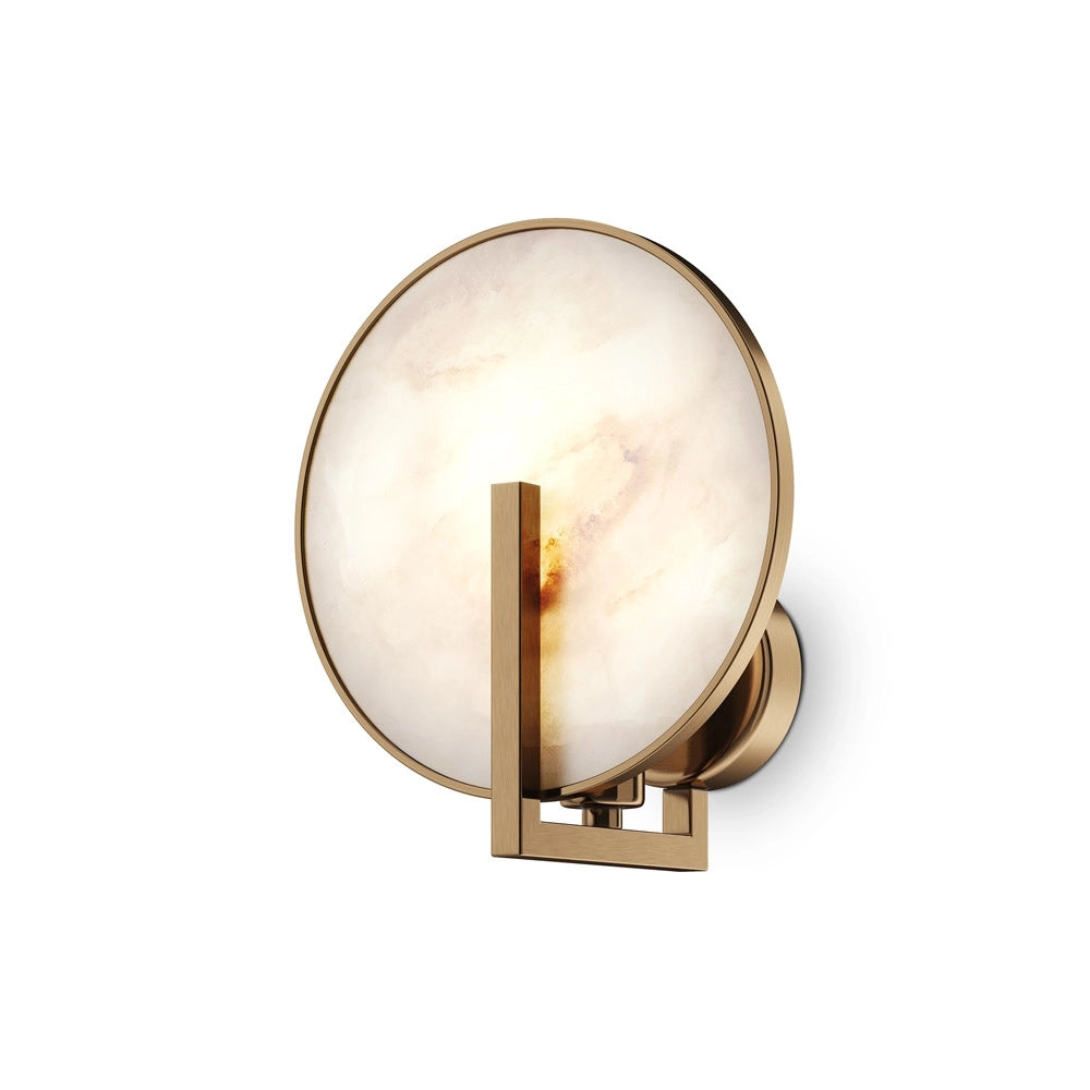 Applique Contemporanea Marmo Metallo Oro 1 Luce E Diffusore Bianco