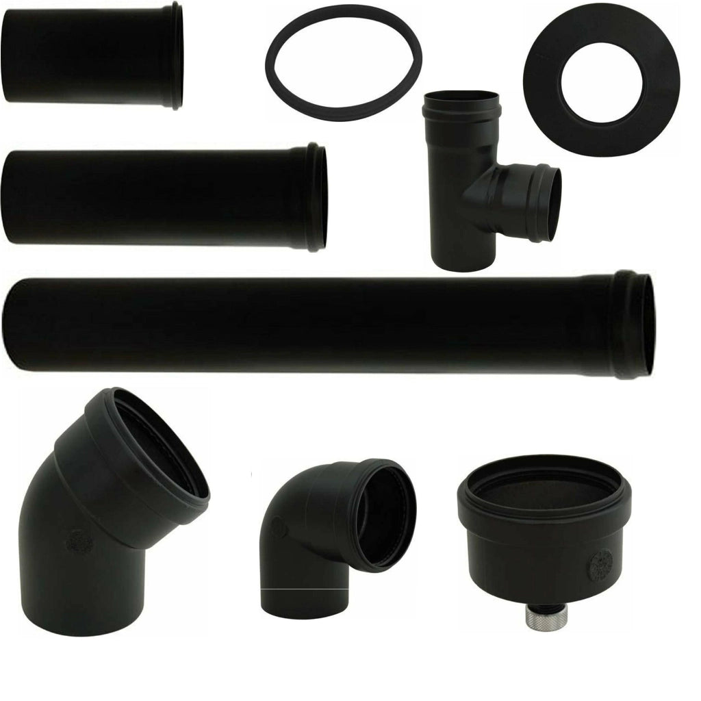 Tubi acciaio al carbonio Pellet diametro 100 mm 25 50 100 curva 45 90 T rosone TUBO 50 CM 100 MM