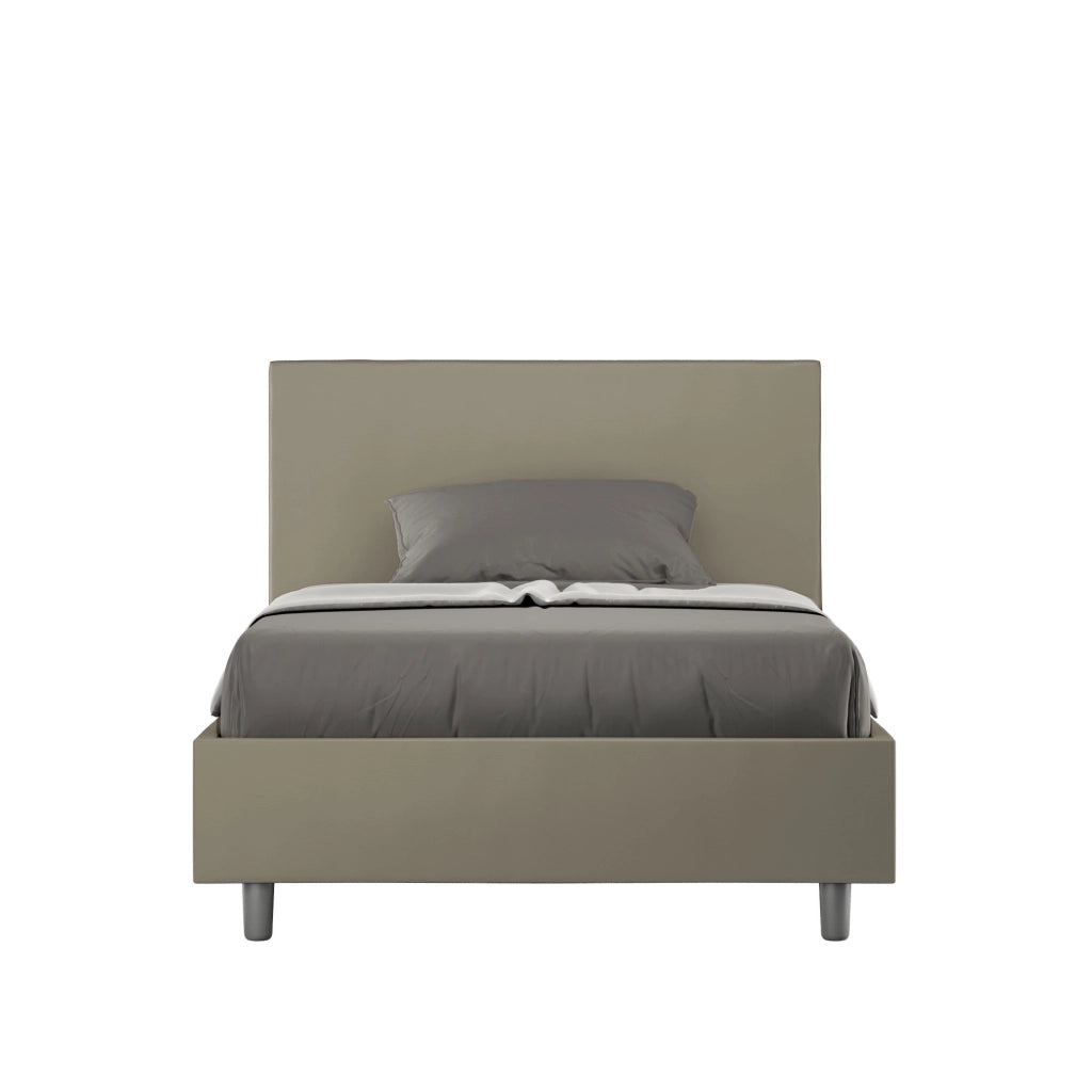 BS COM Letto una piazza e mezza contenitore imbottito 120x210 similpelle cappuccino