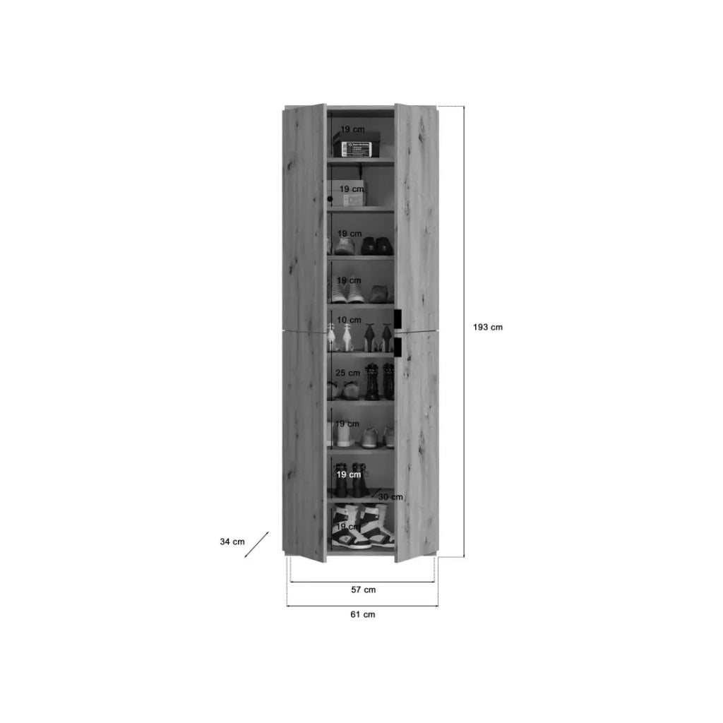 Armadio di stoccaggio BODITE – 12 porte – Rovere chiaro