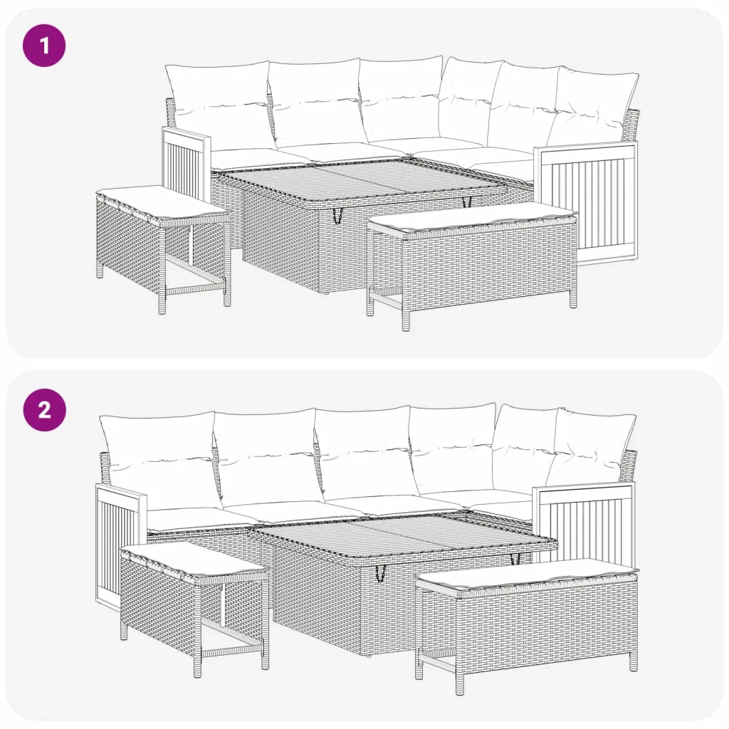Set Divano da Giardino con cuscino 8 pcs Nero e Crema 3363165