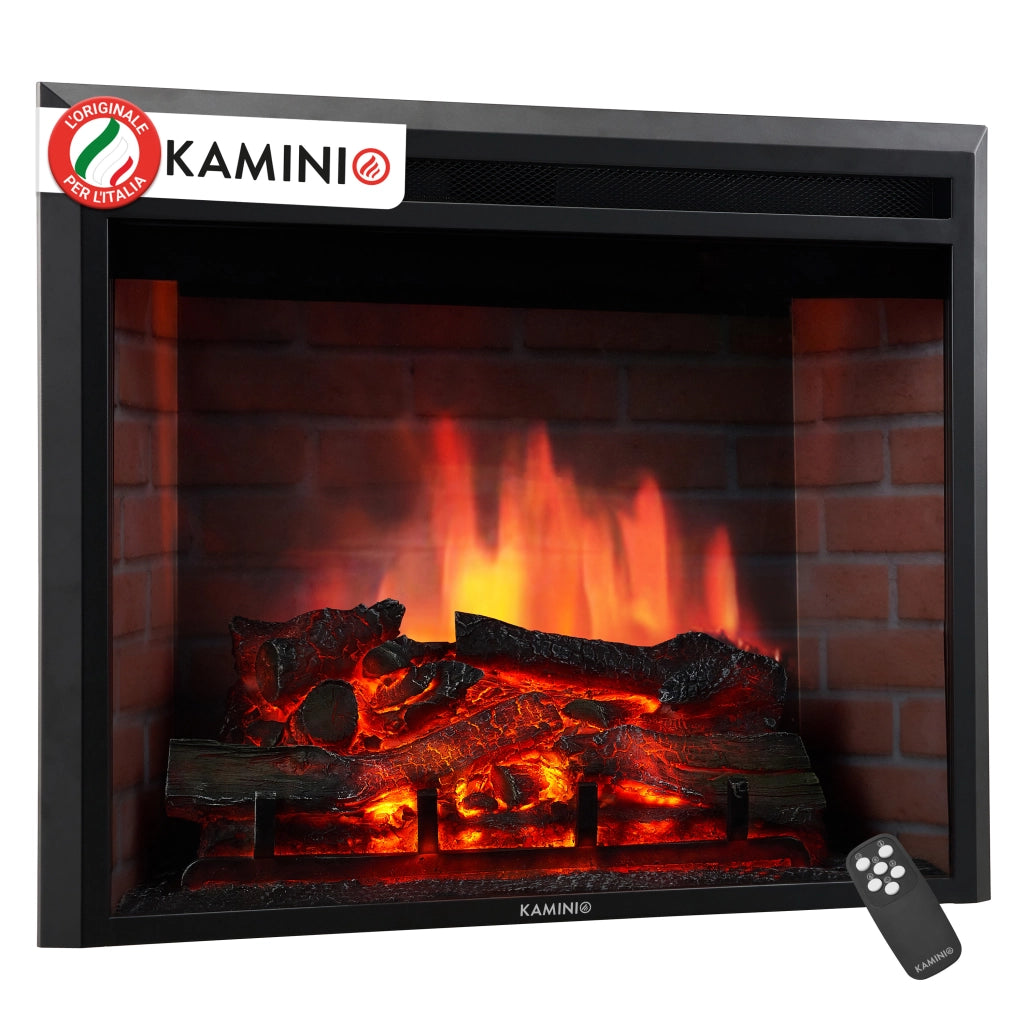KAMINIO Camino elettrico LUCA - Camino elettrico a incasso con riscaldamento, effetto fiamma 3D, 12 colori di fiamma, telecomando - 23 pollici