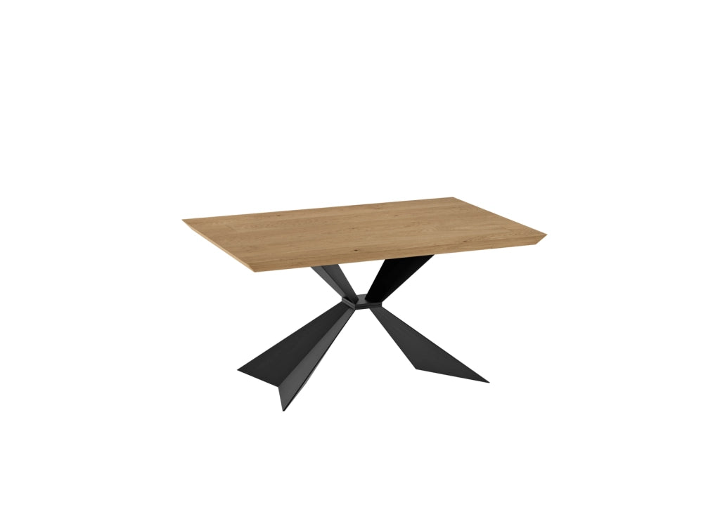 Tavolo allungabile Stark top impiallacciato rovere naturale 160/240 cm con gambe in metallo nero - Tavolo design moderno 10 posti