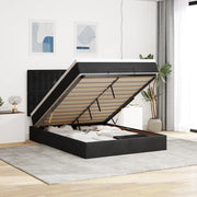 Struttura Letto Pouf con Materassi Nero 140x190 cm in Velluto 3314464