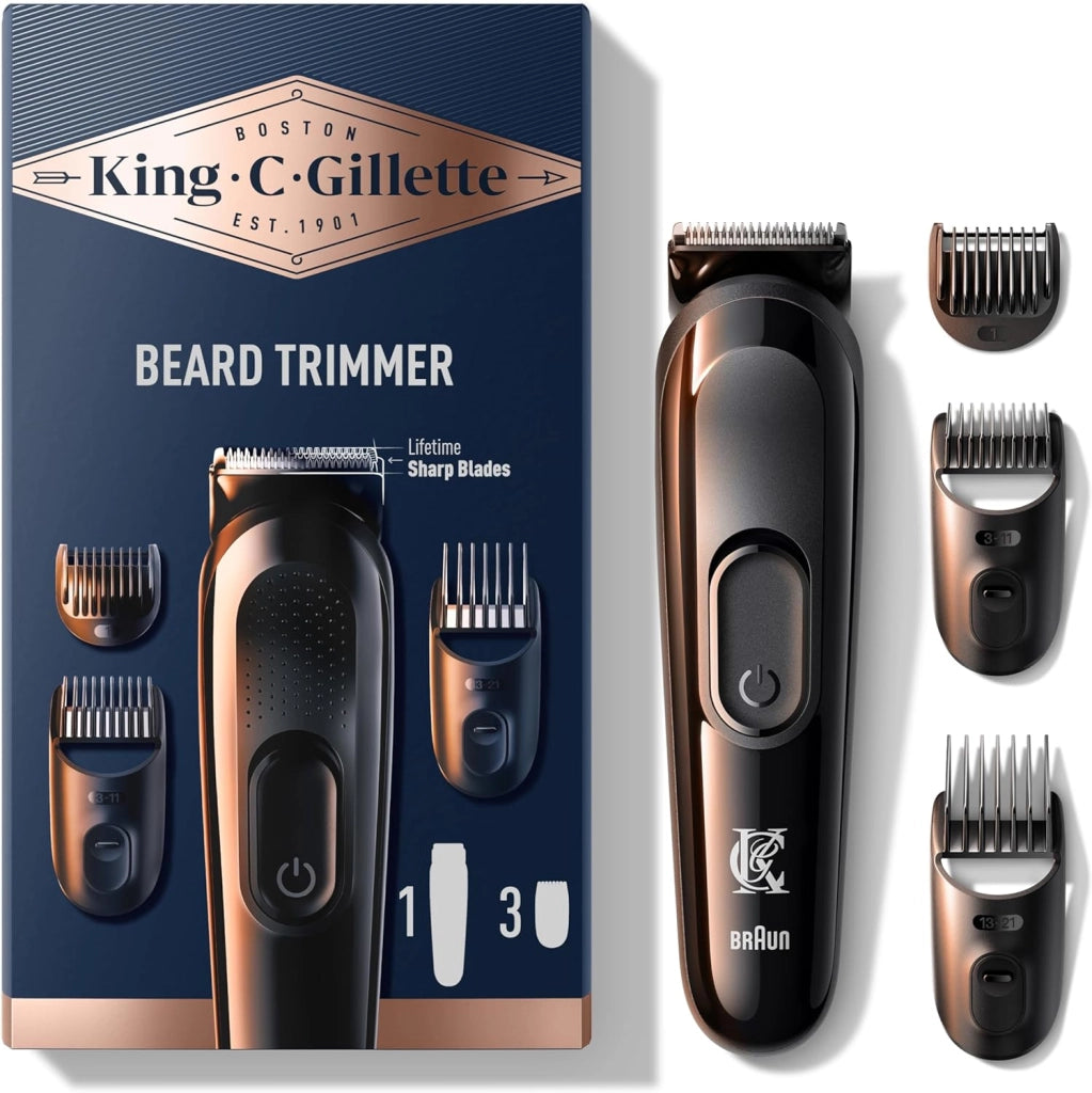GILLETTE KING C. KIT PROFESSIONALE REGOLABARBA UOMO 3PZ RASOIO ELETTRICO