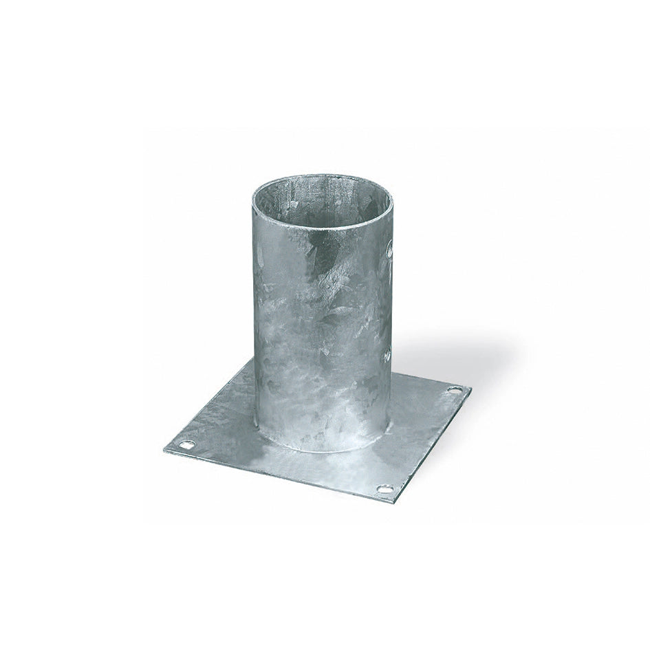 Ancoraggio d'appoggio per pali tondi Ã˜ 80 x 150 x 150 mm.
