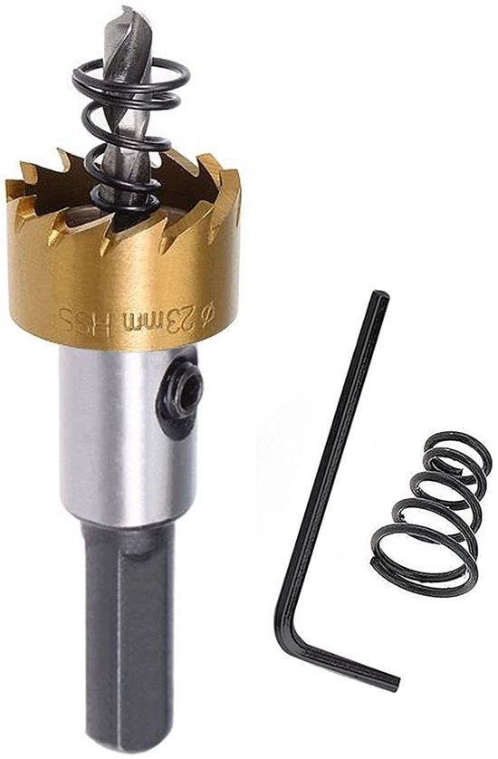 Sega da Giardino Professionale - Placcato Titanio - Chiave a Batteria - Resistenze al Colpo - Diametro 23mm - Profondità di Apertura 15mm