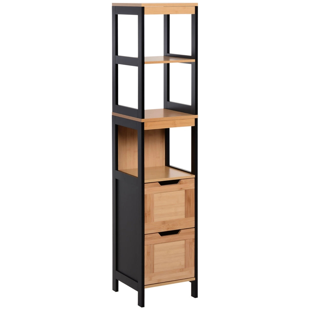 Mobile a Colonna per Bagno 30x30x144,3 cm in Legno MDF e Bambù