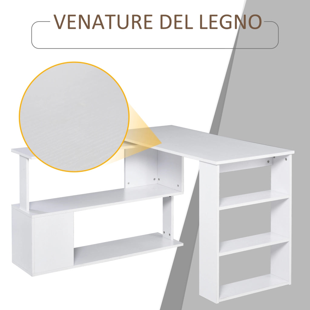 Scrivania Angolare con 5 Ripiani ¨C Minimal ¨C Bianco 120x100x74.5cm