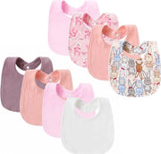 Set di asciugamani per bambini - 8 pz - tessuto - Tinta Rosa - Asciugamani morbidi - Asciugamani morbidi e facili da pulire - Ideali per mangiare, giocare e fare attività di creatività - con asciugamani con elastico