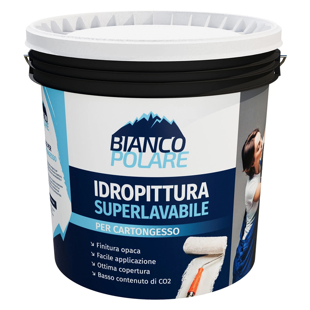 IDROPITTURA SUPERLAVABILE ANTIMUFFA PER CARTONGESSO lt. 14  - BIANCO POLARE