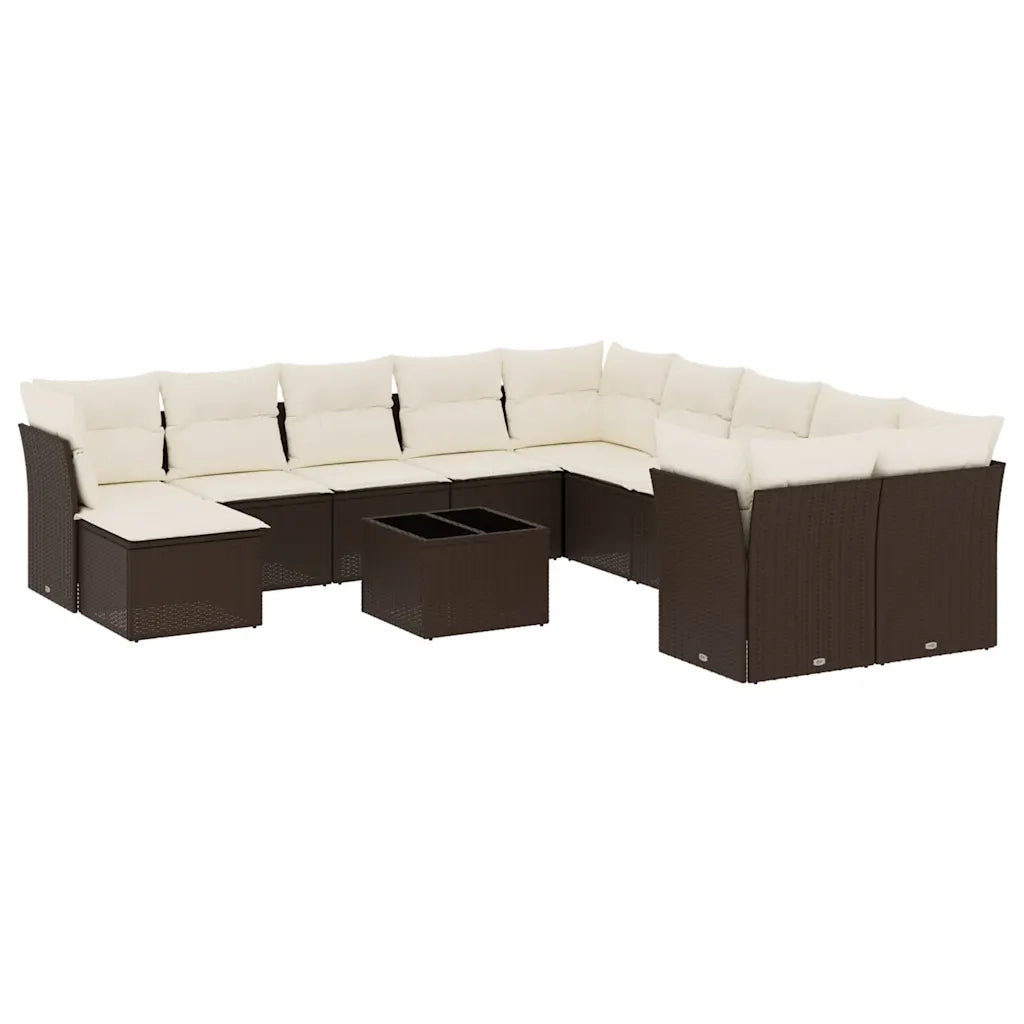 Set Divani da Giardino 12 pz con Cuscini Marrone in Polyrattan 3218623