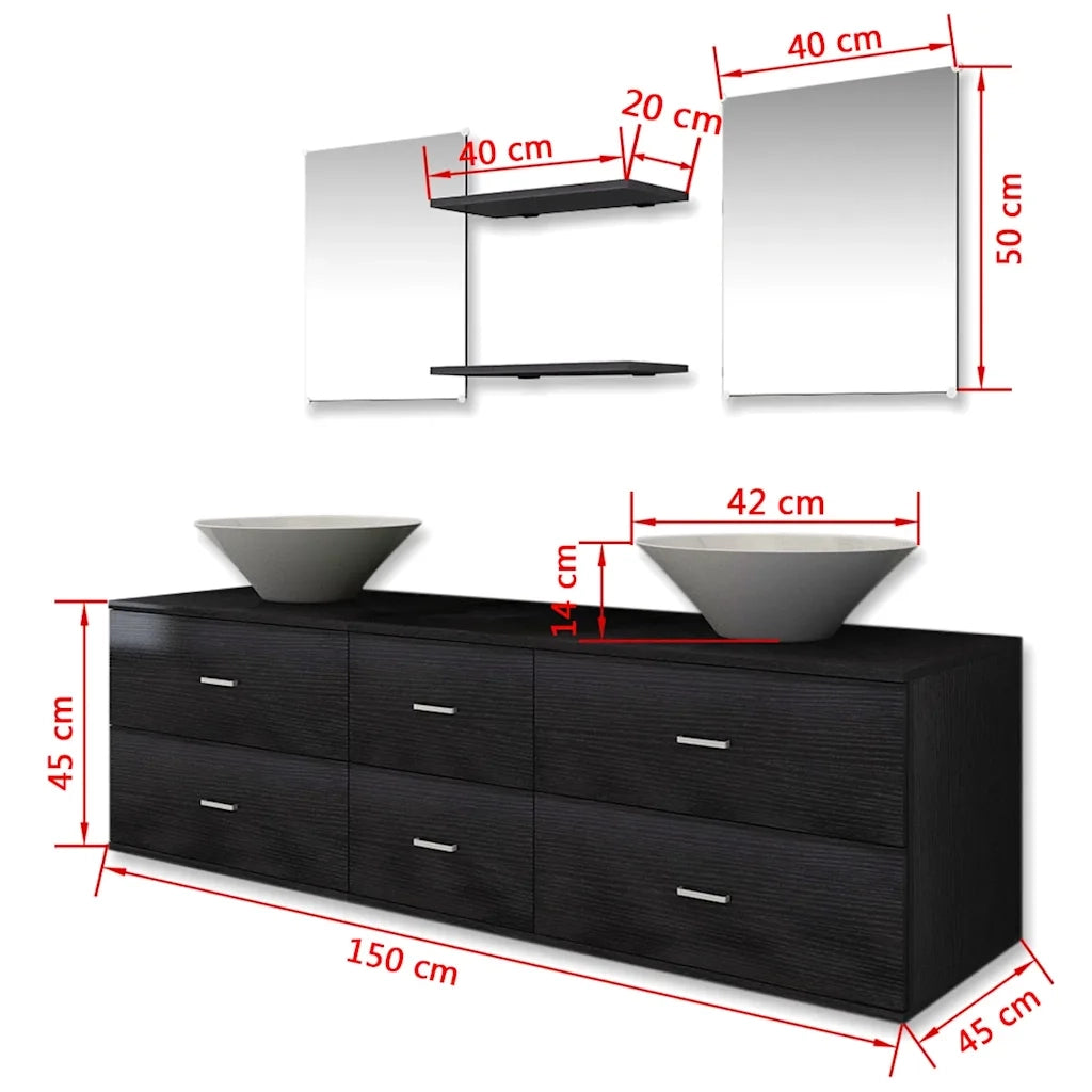 Mobili da Bagno con Lavabo Set 7 pz Nero 272231