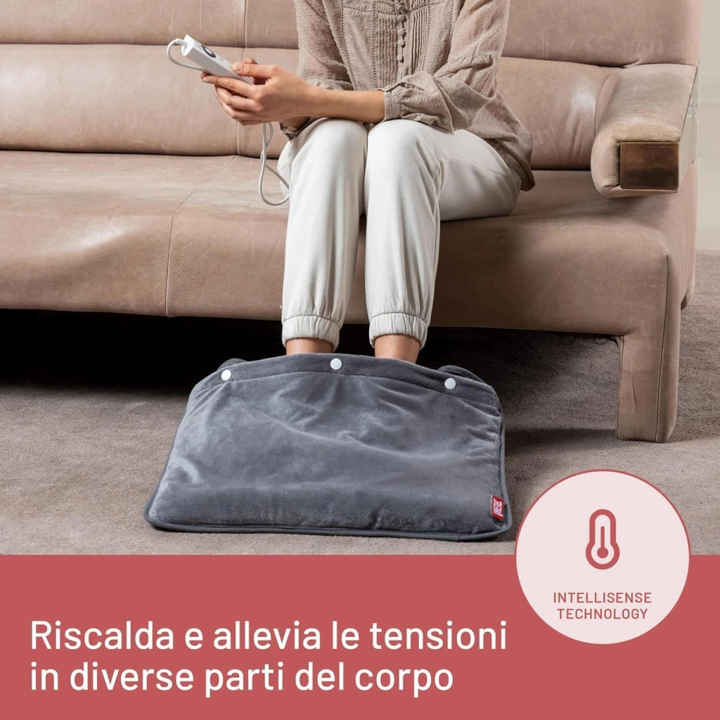 Imetec IntellisenseFeet Scaldapiedi, Tecnologia intellisense, Tessuto morbido, 5 temperature, Autospegnimento, Dispositivo sicurezza electro block, Rivestimento lavabile in lavatrice, 48x50 cm