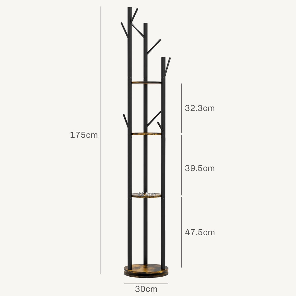 Appendiabiti con Mensole e Ganci ¨C Minimal ¨C Marrone 30x175cm