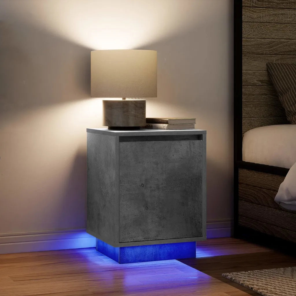 Comodini con Luci a LED 2 pz Grigio Cemento 38x34x50 cm 861272