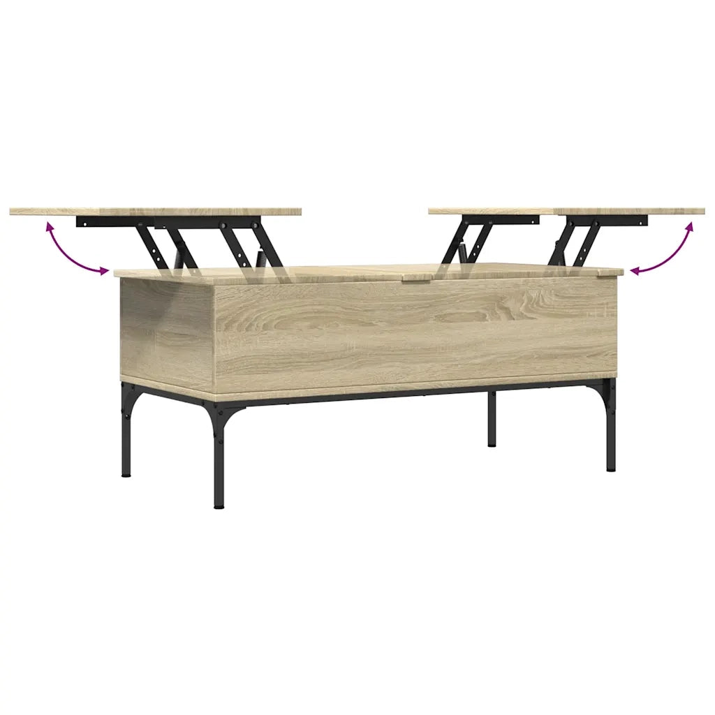 Tavolino-Tavolino da soggiorno-Tavolo Rovere Sonoma 100x50x45 cm Legno Multistrato e Metallo 899926