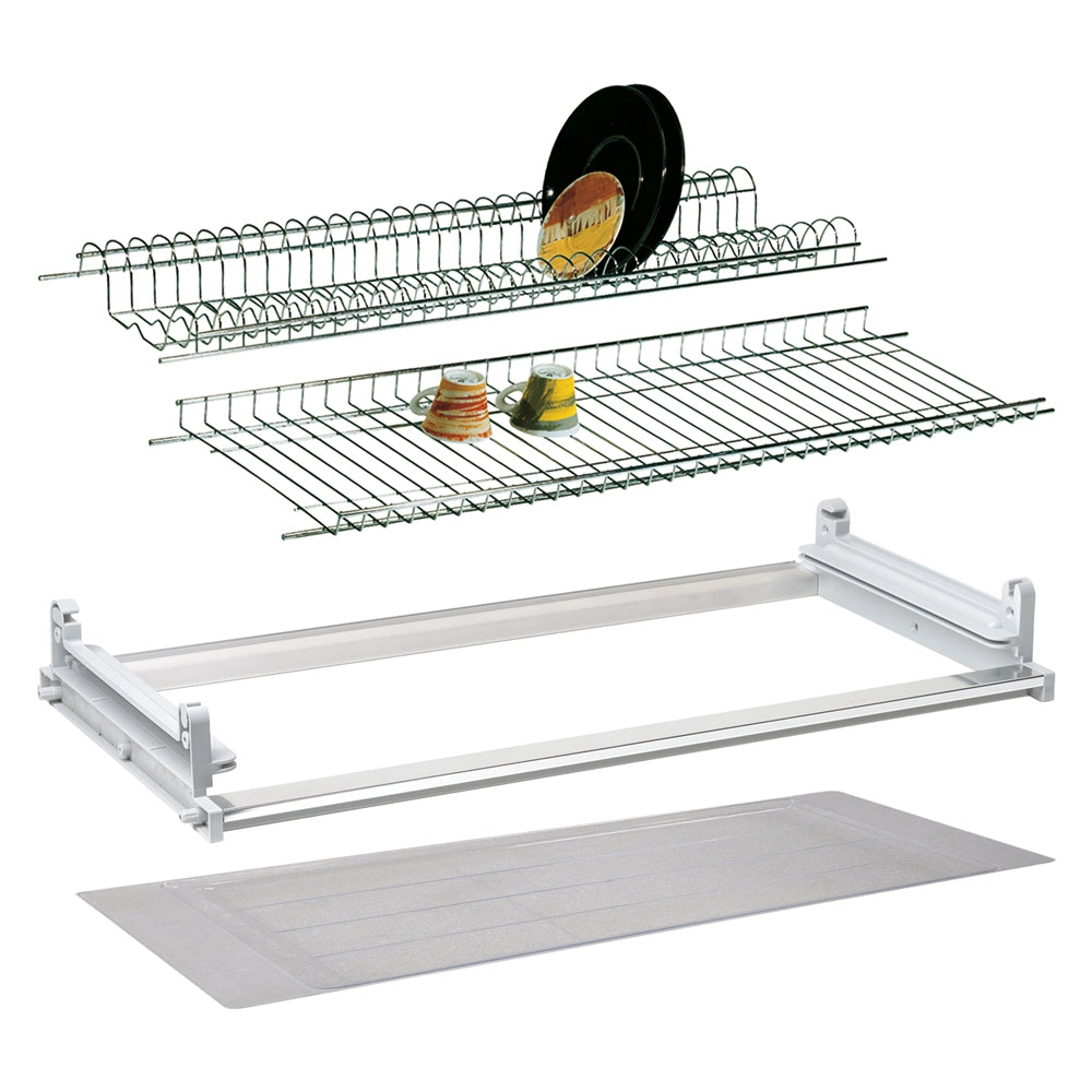 Scolapiatti Pensile Cucina Kit Completo Acciaio Cromato 86 cm