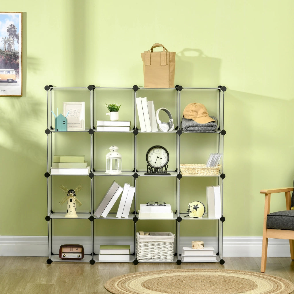 Armadio Scarpiera Plastica con 16 Cubi ¨C Minimal ¨C 125x32x125 cm Trasparente