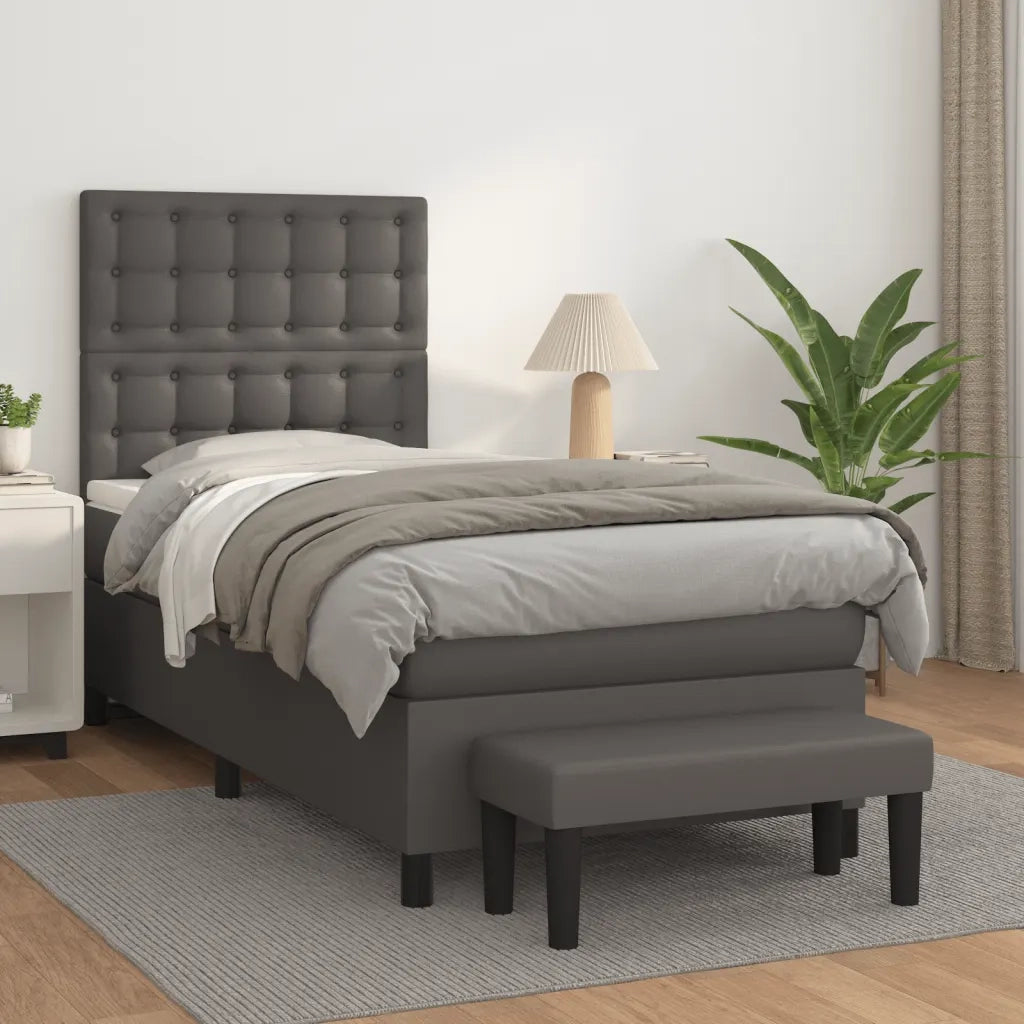 Giroletto a Molle con Materasso Grgio 80x200 cm in Similpelle 3137633