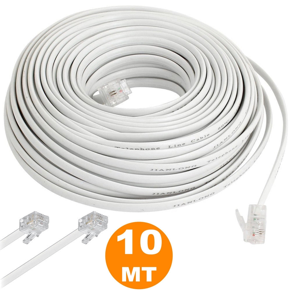 Trade Shop - Cavo Telefonico Mt 10 Metri 10 Rj11 Modulare Telefono Modem Plug Adsl -