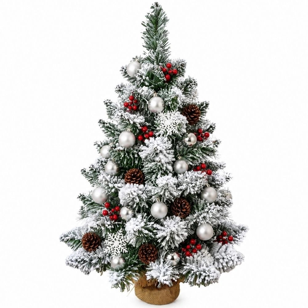 Albero di natale fiocco 90 cm innevato compatto per spazi ridotti fortunato