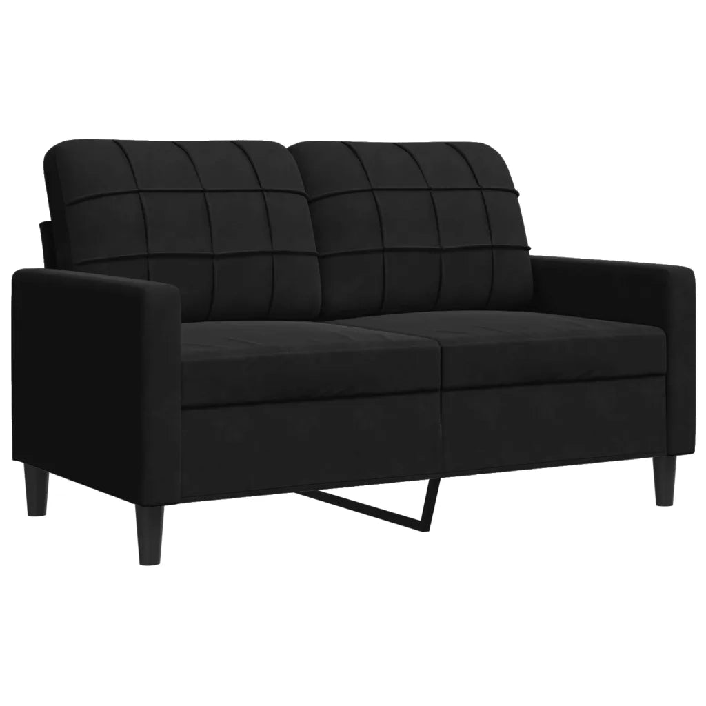 Set di Divani 4 pz con Cuscini e Rinforzi Nero in Velluto