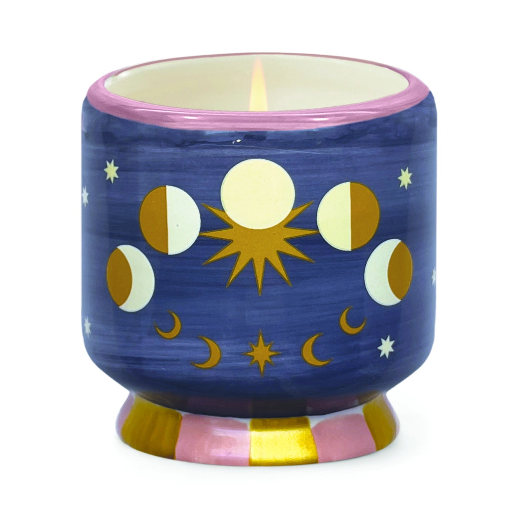 Candela Adopo Moon Phases In Ceramica - Jasmine & Rose - Confezionata in Scatola