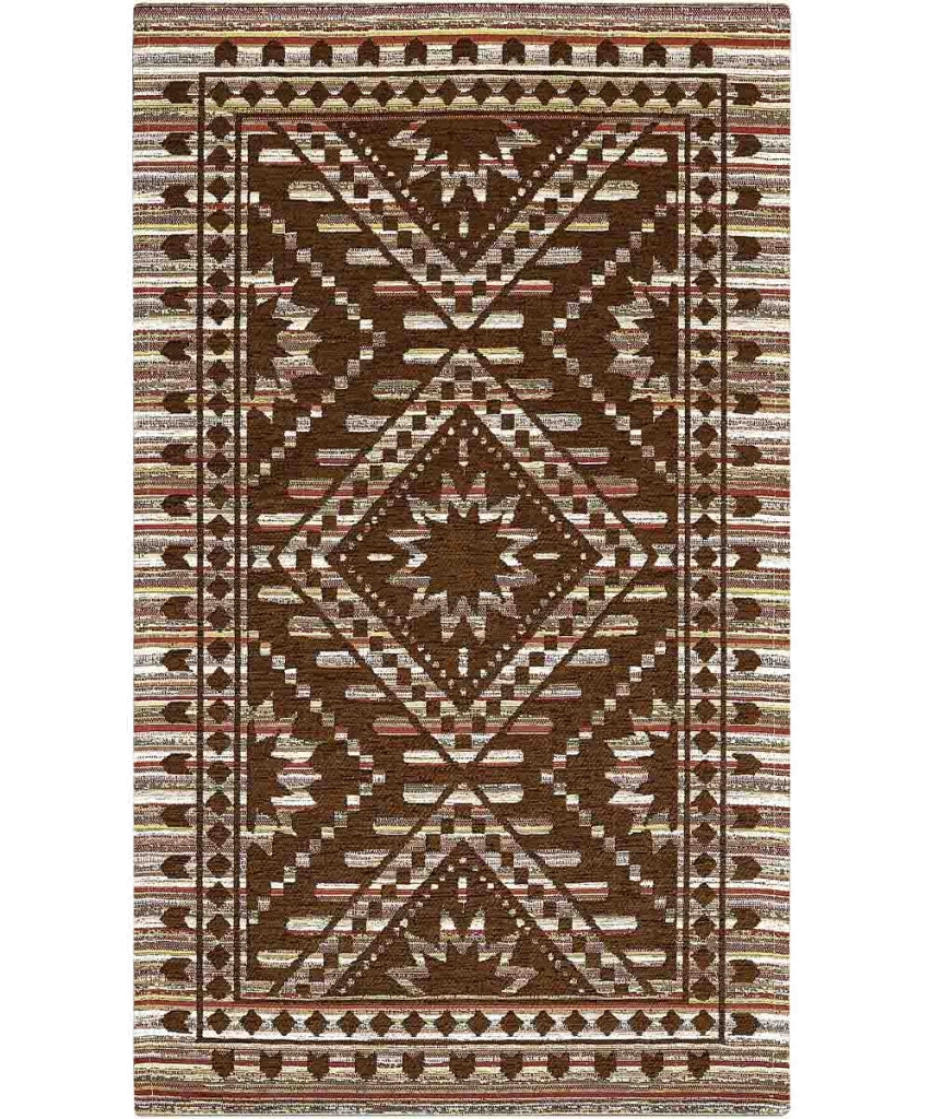 Tappeto Arredo KENYA MARRONE salotto soggiorno camera, disegno kilim etnico africano, multiuso lavabile antiscivolo cm.115x175