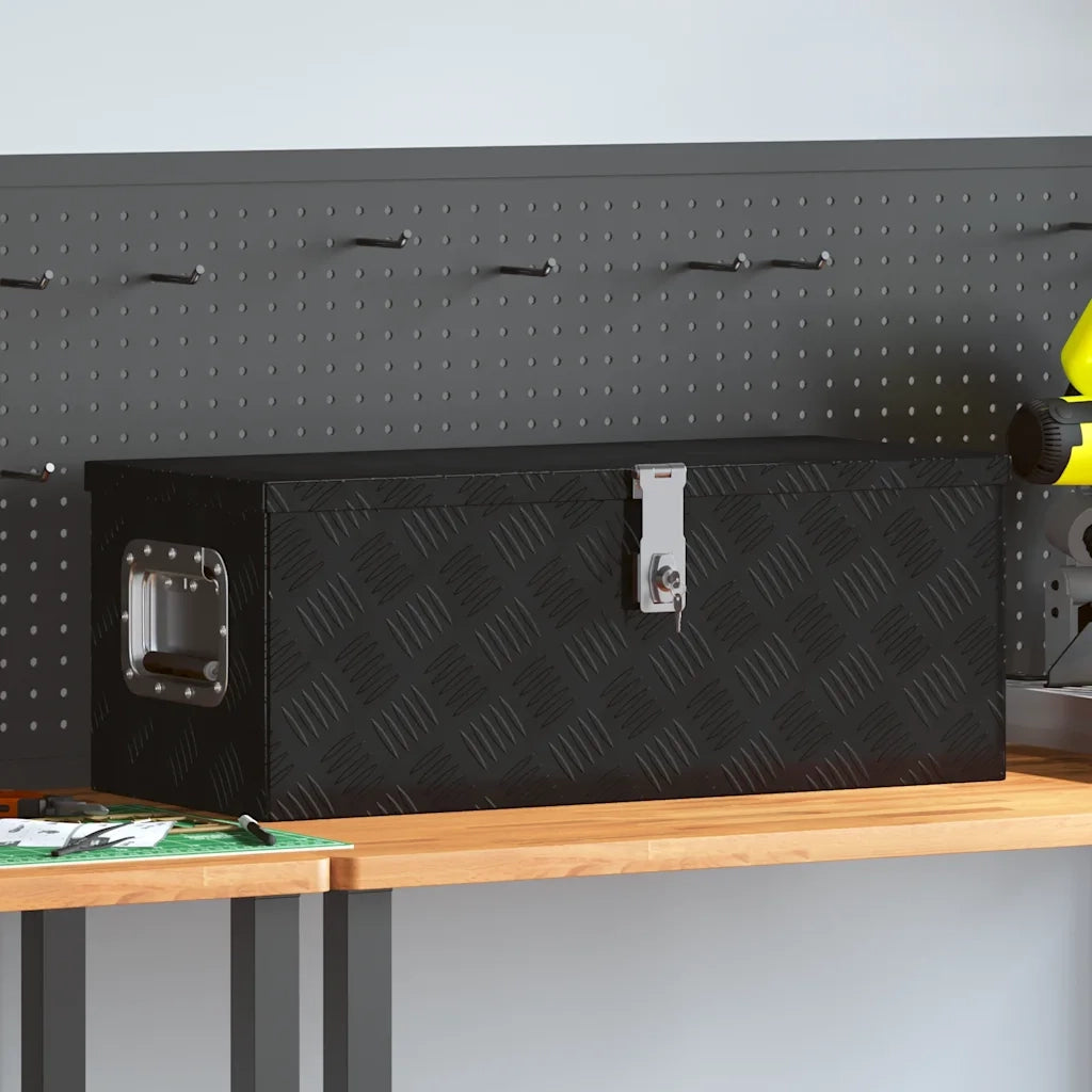 Contenitore Portaoggetti Nero 70x31x27 cm in Alluminio CFW7835851