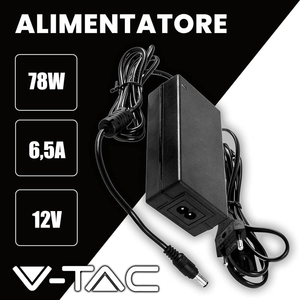 Trade Shop - Alimentatore 12v 78w 6,5a Con Jack 2.1 Ip44 Plug&play Spina A 2 Poli Input 220v -