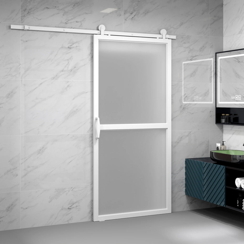 Kit accessori per porte scorrevoli ¨C Minimal ¨C 2 guide e rotaie bianco 200 cm