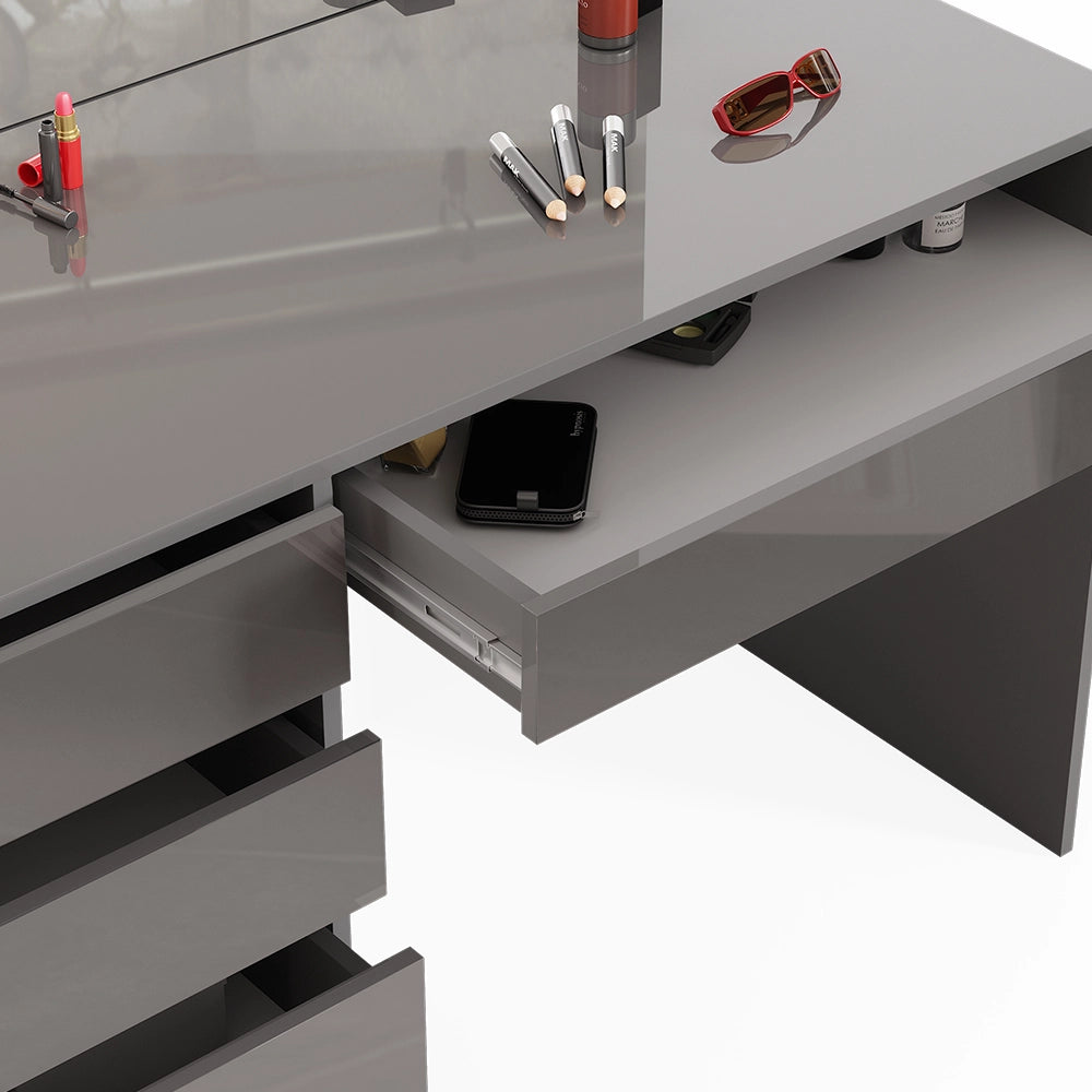 Comodino Vicco grigio, con specchio, 55 cm