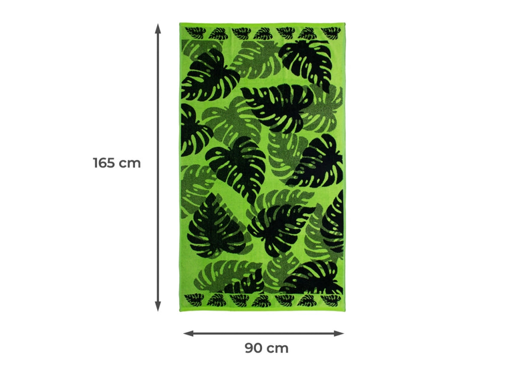 Telo Mare Jacquard Spugna Asciugamano Spiaggia Disegno Thai - Telo Mare - Verde