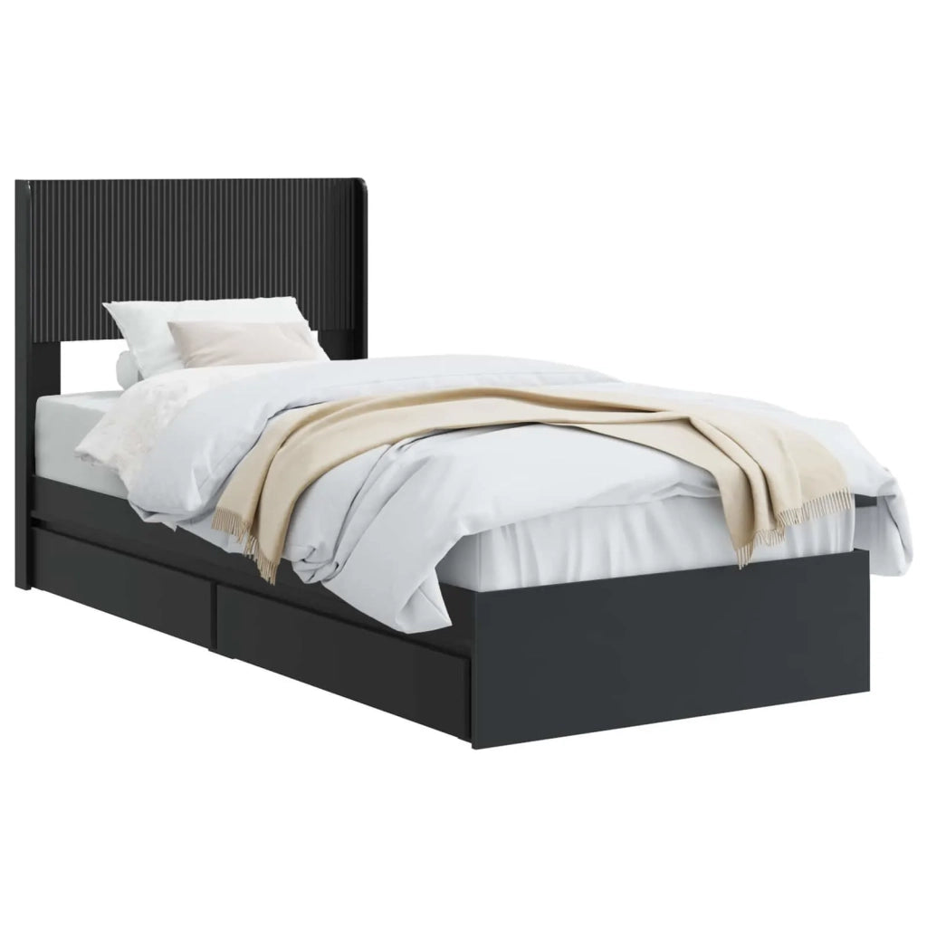 Struttura del letto con stoccaggio e testata Nero 100 x 200 cm 3414408