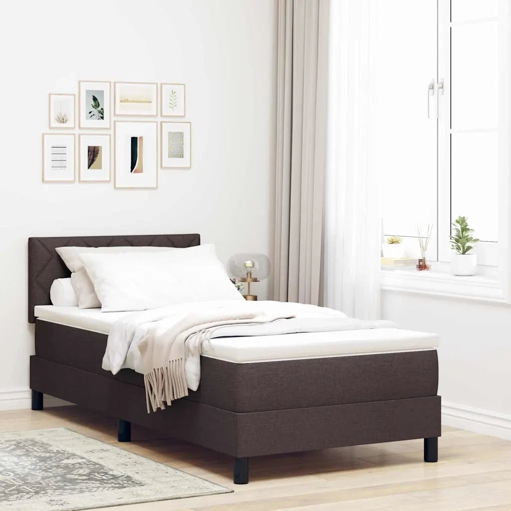 Letto a molle con testiera Marrone Scuro 90 x 190 cm Tessuto 3338730