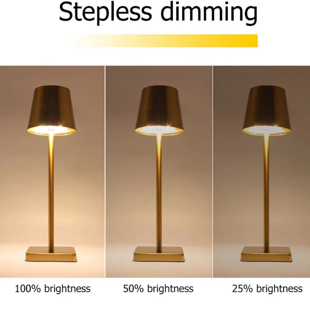 Trade Shop - Lampada Da Tavolo A Led Usb Ricaricabile Oro Per Interno Ed Esterno Luce Calda -