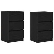 Set di 2 Comodini | Armadio da Notte | Mobiletto da notte con 3 Cassetti Nero 39x35x65 cm