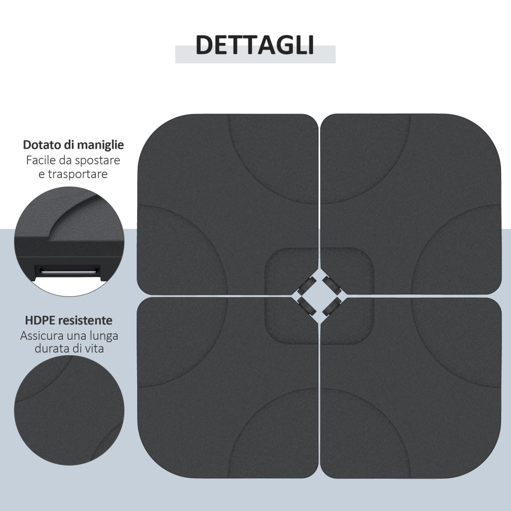 Set 4 Pezzi Base per Ombrellone da Giardino in Plastica ¨C Minimal ¨C 50x50x7.5 cm