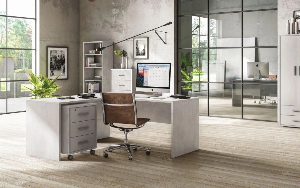 Scrivania Angolare Dx 180x169 h76cm Bianco Ossido