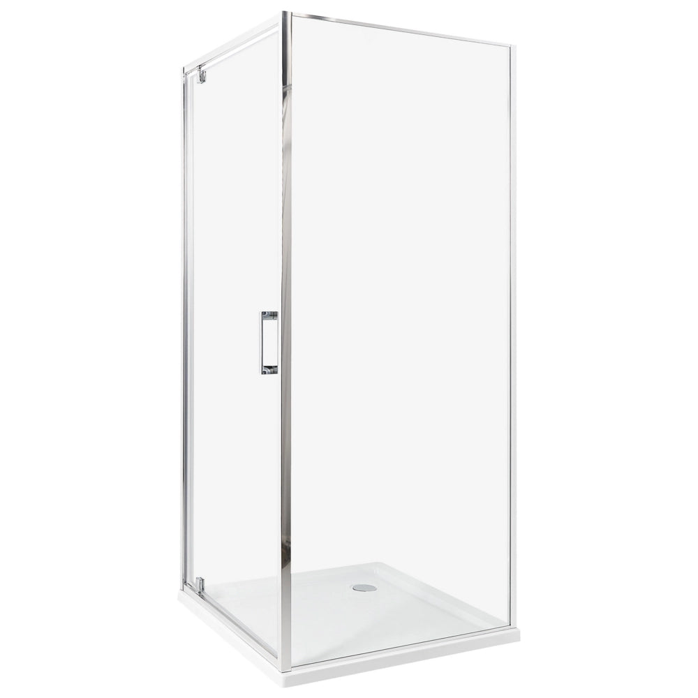 Box Doccia Vetro Temperato argento Cornice Alluminio Anta Singola Quadrata 80 x 80 x 185 cm