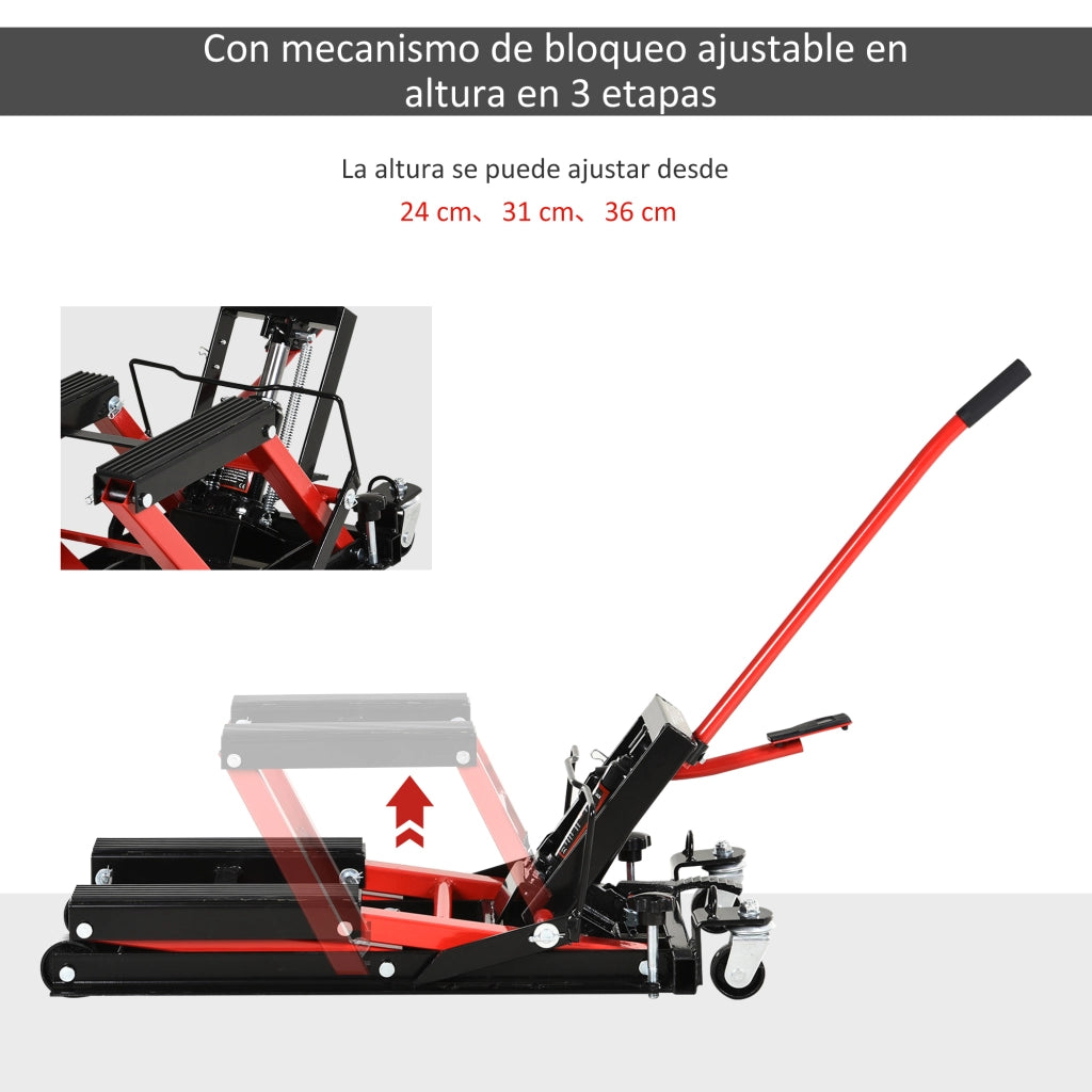 Cricco Idraulico per Motociclette ¨C Minimal ¨C 110x36x67 cm Nero e Rosso