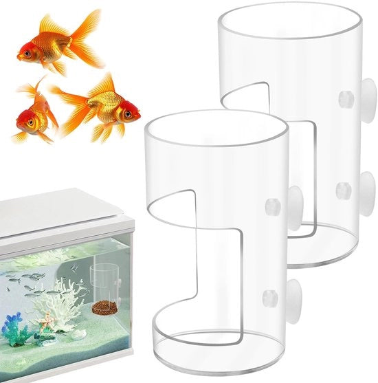 Accessori per acquario - Bacetto per cibo per pesci - 2 pezzi - Tubo alimentare - Distributore di cibo per acquario - Accessori - Materiale in plastica duraturo - Dimensione regolabile - Automatizzatore del cibo