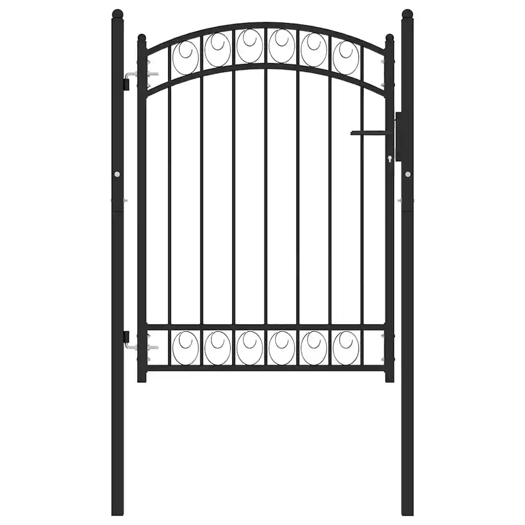 Cancello per recinzione EMMEN con parte ad arco 100x98,5cm Nero 146369