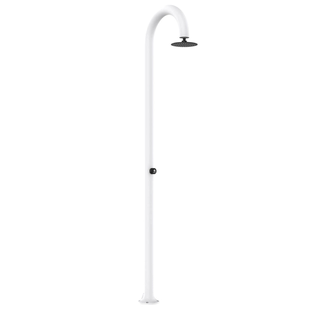 Sined Luna Timer Bianca Doccia In Alluminio Doppio Attacco Acqua Fredda Laterale o Inferiore Doccia Acqua Fredda Temporizzata Con Soffione e Miscelatore Tondo Bianca