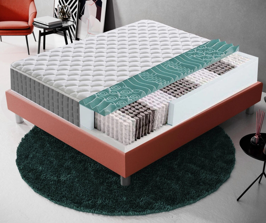 Materasso Singolo 90x190 800 molle insacchettate e memory foam - alto 24 cm - 4 cm memory foam