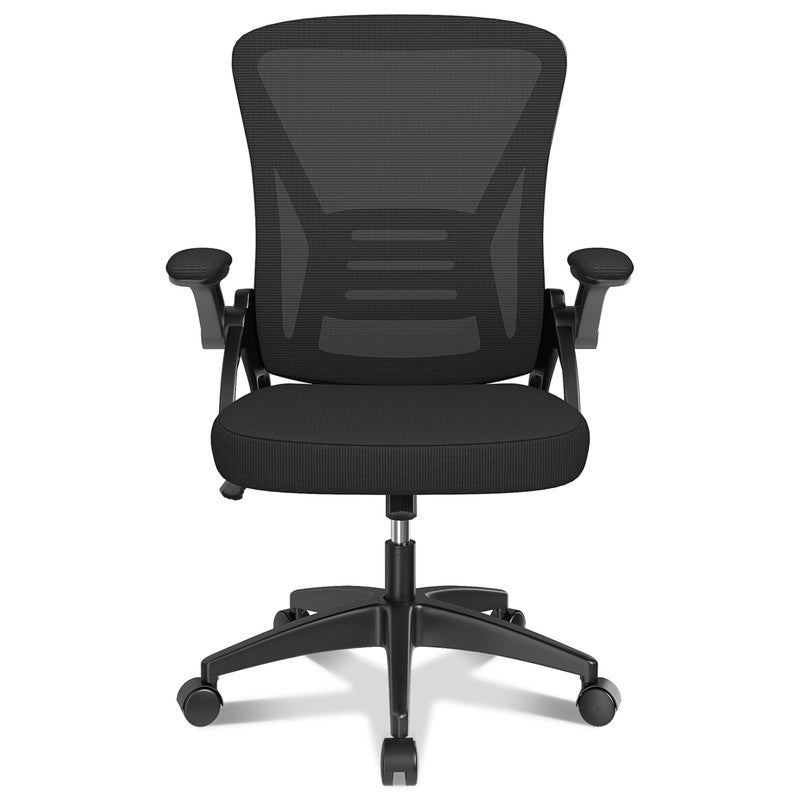 Sedia da ufficio ergonomica HAMLODY - con rotelle - Schienale regolabile con supporto lombare - Altezza regolabile - Nera