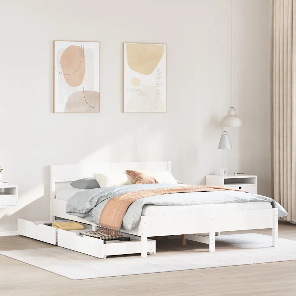 Letto senza Materasso Bianco 120x200 cm Legno Massello di Pino 3301753
