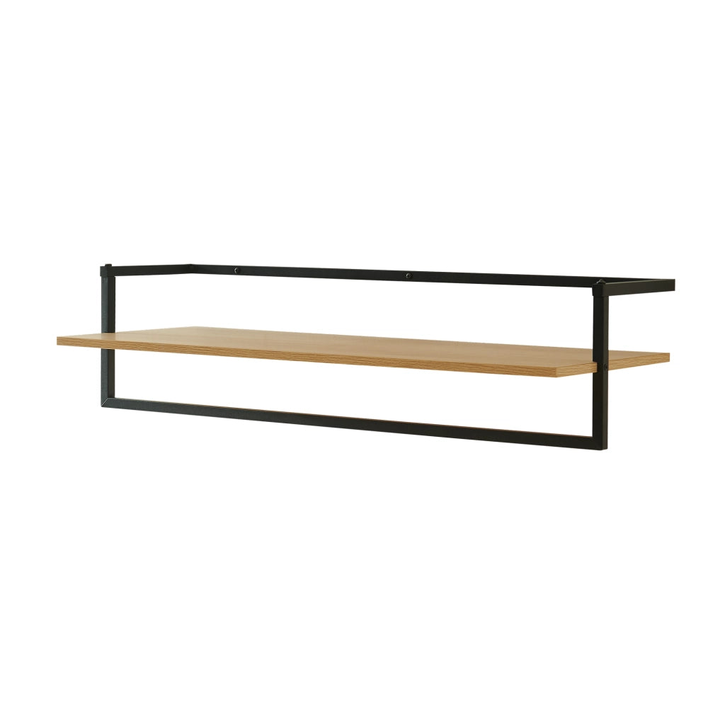 Barra Appendiabiti da Muro Evje con Piano di Appoggio 80 x 30 x 20 cm Effetto Legno / Nero [en.casa]