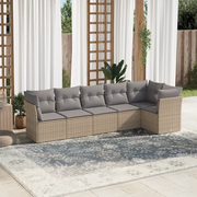 Set Divano da Giardino 6 pz con Cuscini Beige in Polyrattan 3217659